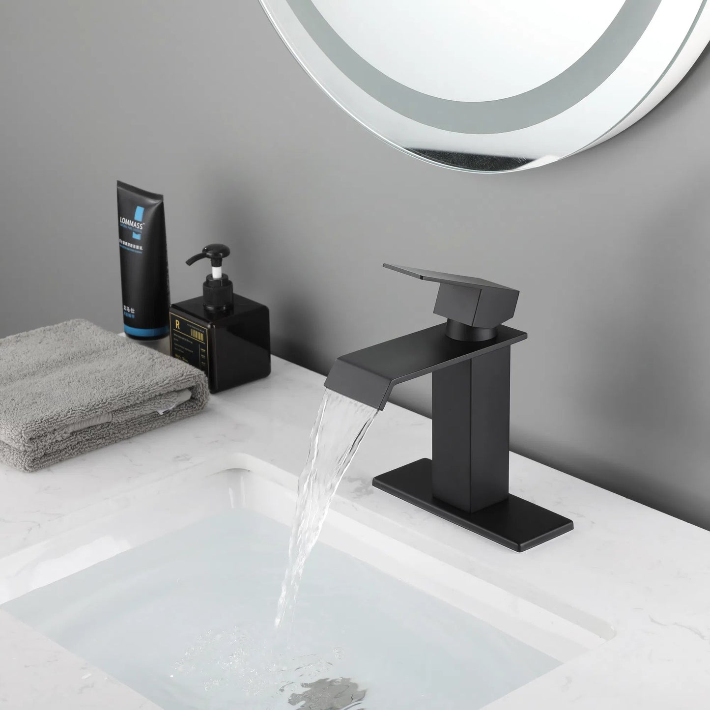 LunaLulinlk Waterfall Spout Bathroom Faucet,Single Handle Bathroom Vanity Sink Faucet