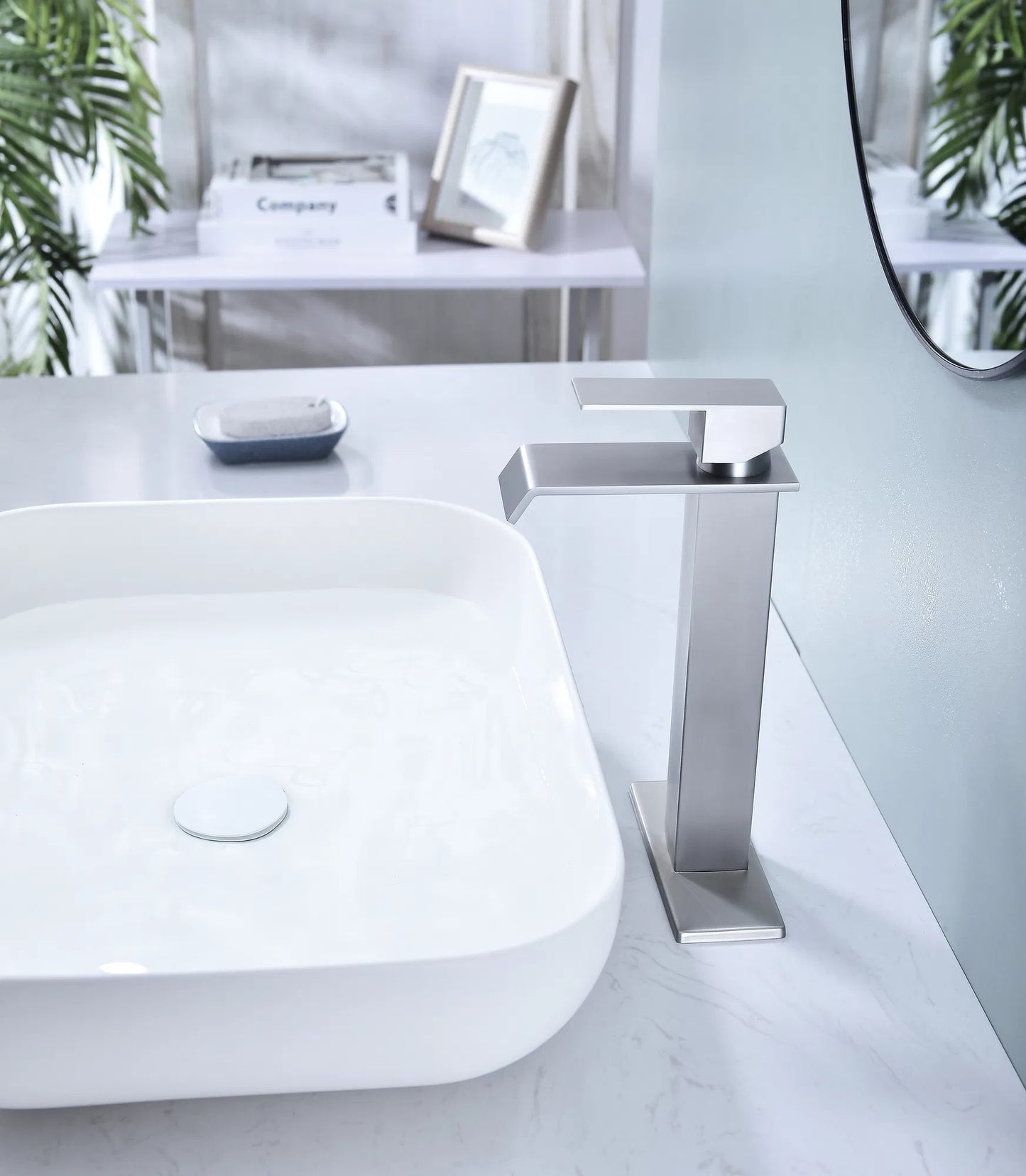 LunaLulinlk Waterfall Spout Bathroom Faucet,Single Handle Bathroom Vanity Sink Faucet