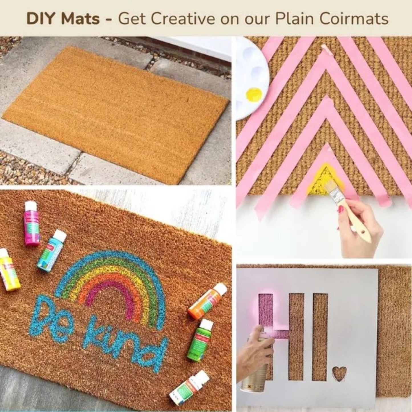 LunaLulinlk Soild Welcome Doormats Natural Coco Coir Mats with Non Slip PVC Backing Indoor Outdoor Mats