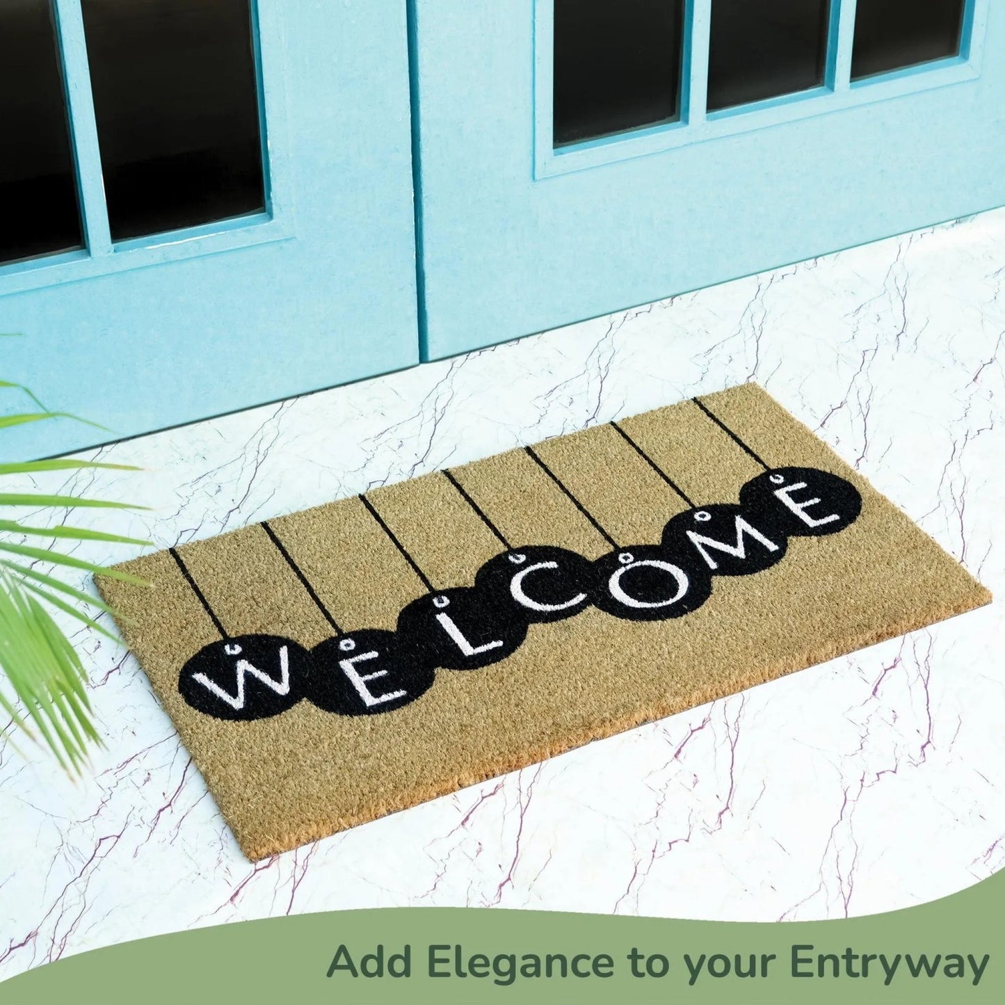 LunaLulinlk Welcome Mats for Front Door All Weather Floor Mats with Print Beige & Black 30x17 inch