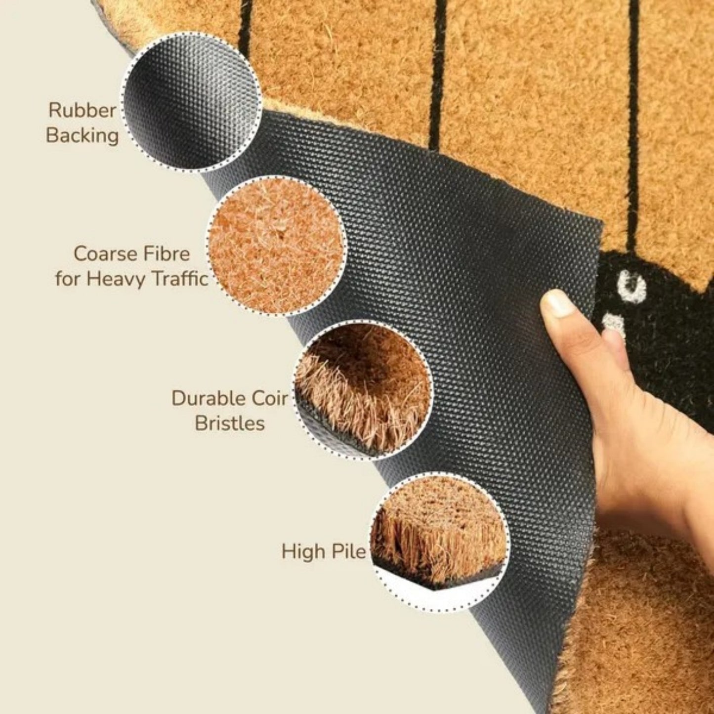 LunaLulinlk Welcome Mats for Front Door All Weather Floor Mats with Print Beige & Black 30x17 inch