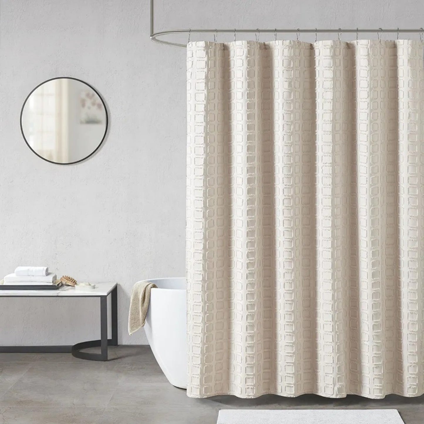 LunaLulinlk Woven Clipped Solid Shower Curtain