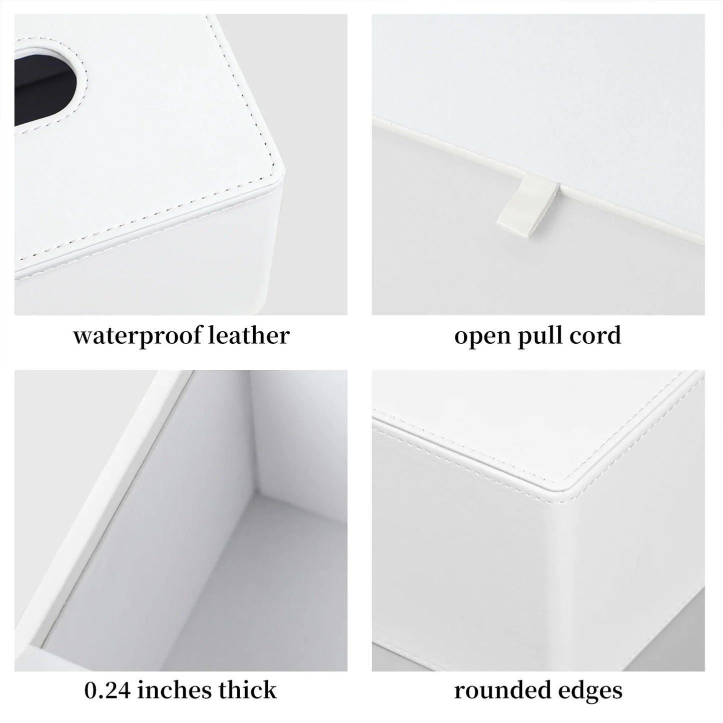 LunaLulinlk Tissue Box Cover Stylish PU Leather Rectangular Tissue Box Holder with Magnetic Bottom Cover (White)