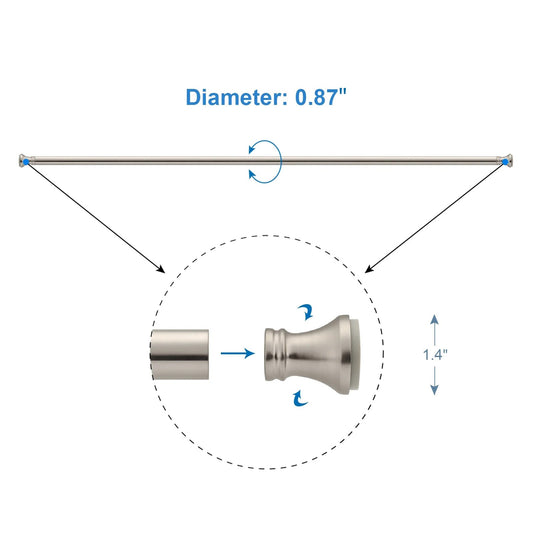 LunaLulinlk Spring Tension Shower Curtain Rod, 54-90 inches Rust-Resistance Tension Curtain Rod Bathroom Rod