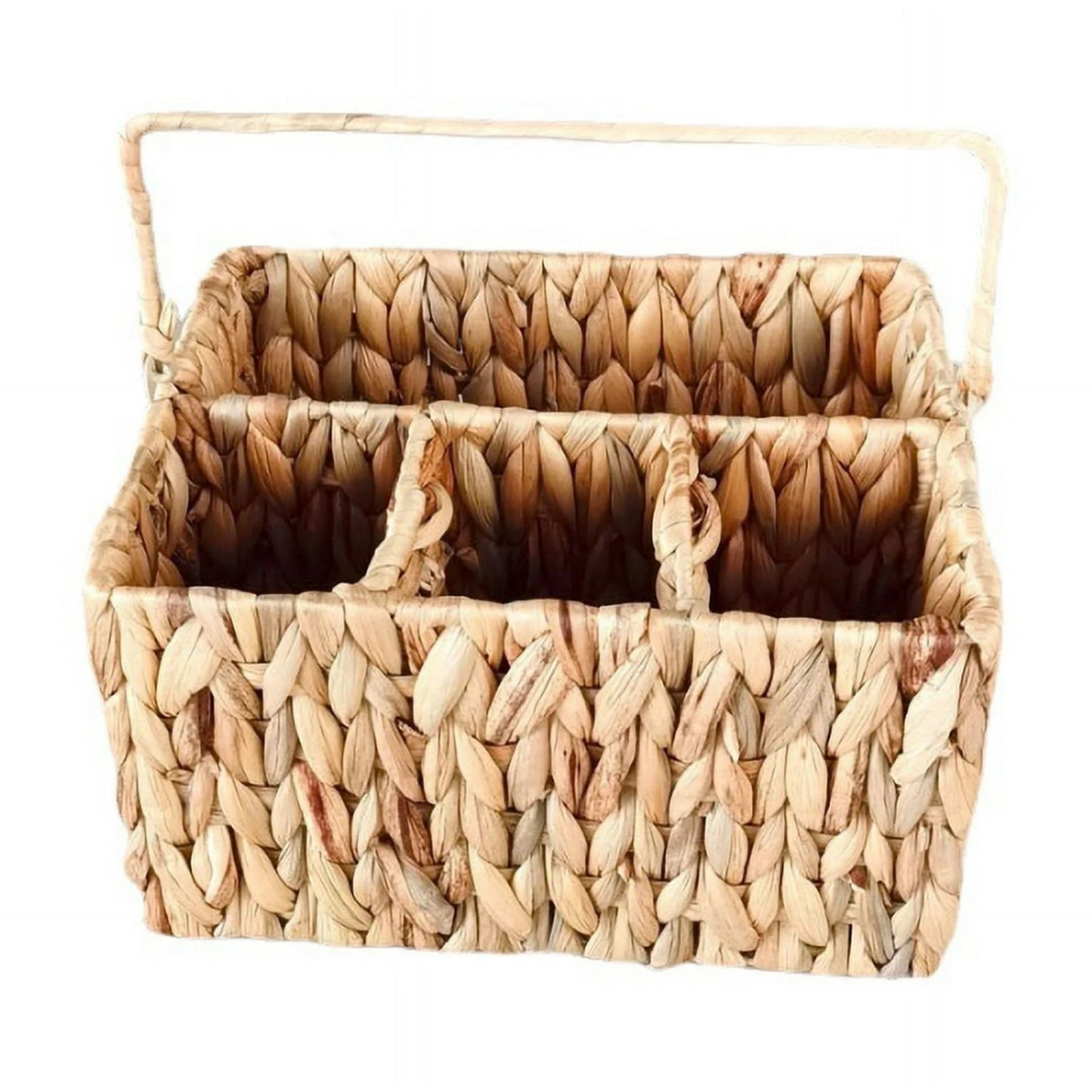 LunaLulinlk Wicker Flatware Organizer,Rectangular Basket Holder for Kitchen Table, Cabinet, Pantry - Utensil Caddy for Forks, Knives, Spoons