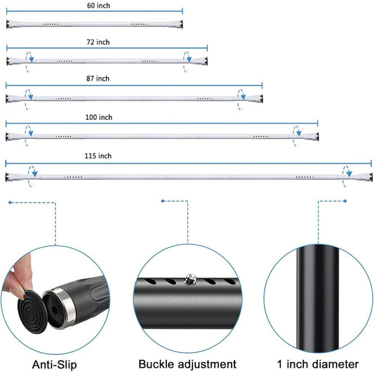LunaLulinlk White Tension Curtian Rod No drill, 42 to 72 inch Adjustable Heavy Duty Shower Curtain Rod for Windows Bathroom Closet