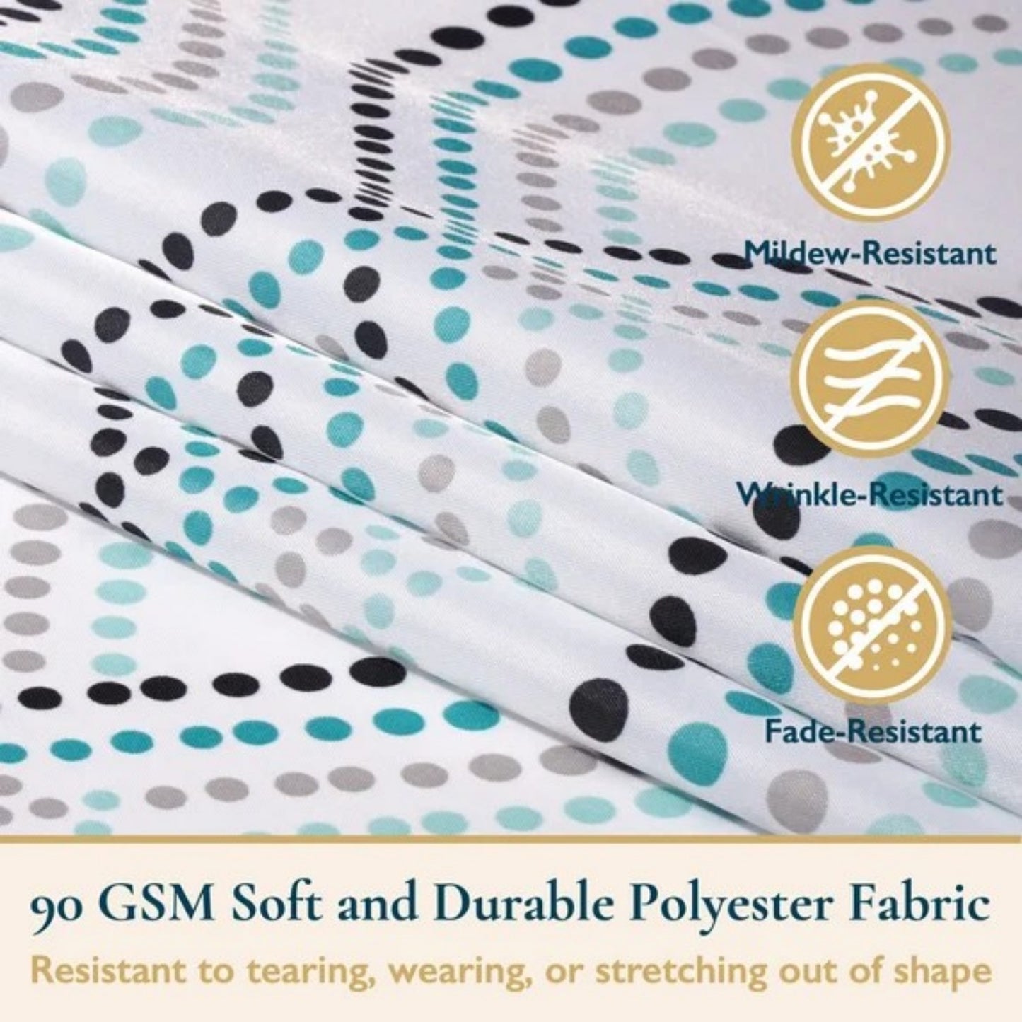 LunaLulinlk Weighted-Hem Fabric Bathroom Curtain, Water-Repellent