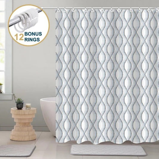 LunaLulinlk Weighted-Hem Fabric Bathroom Curtain, Water-Repellent