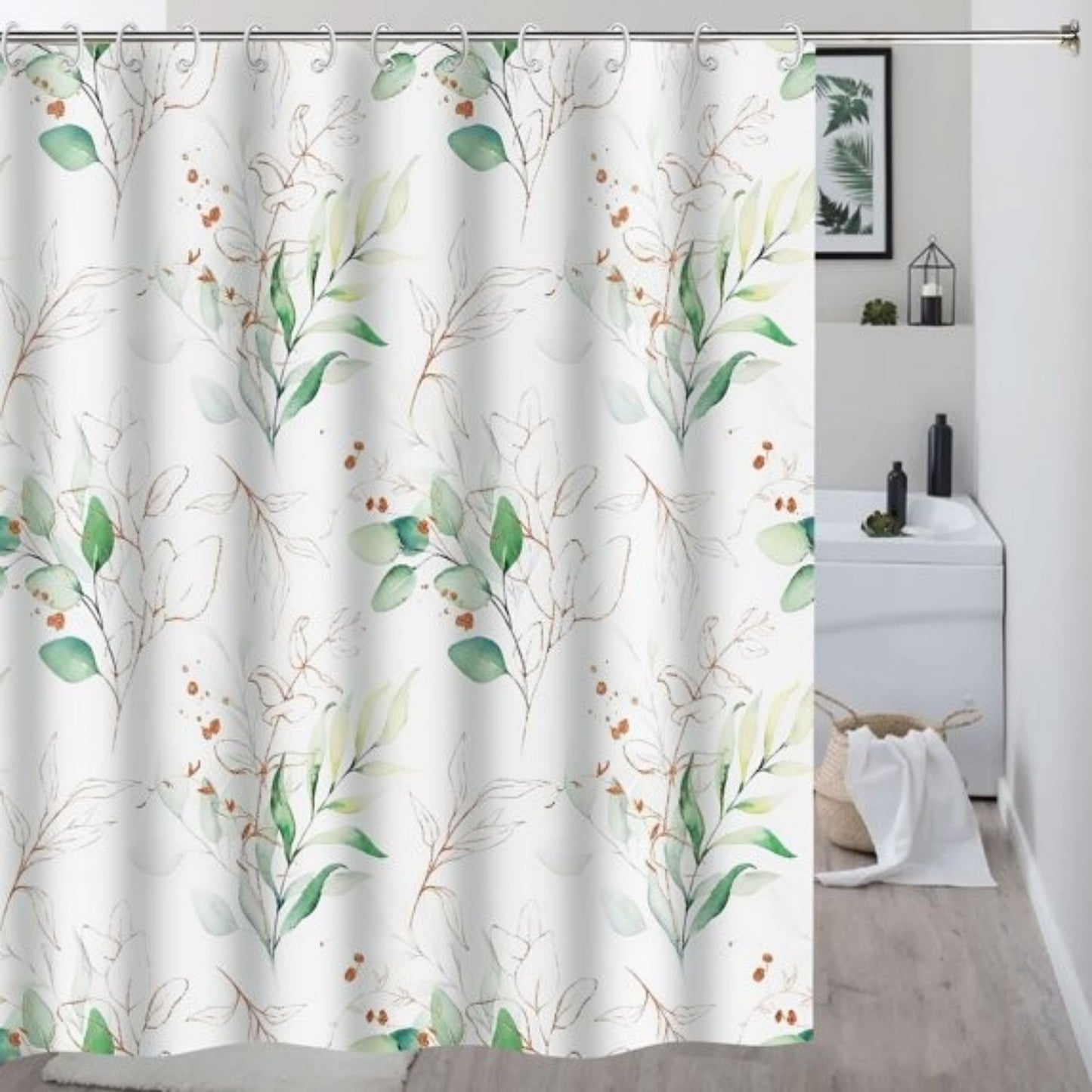 LunaLulinlk White Fabric Shower Curtain