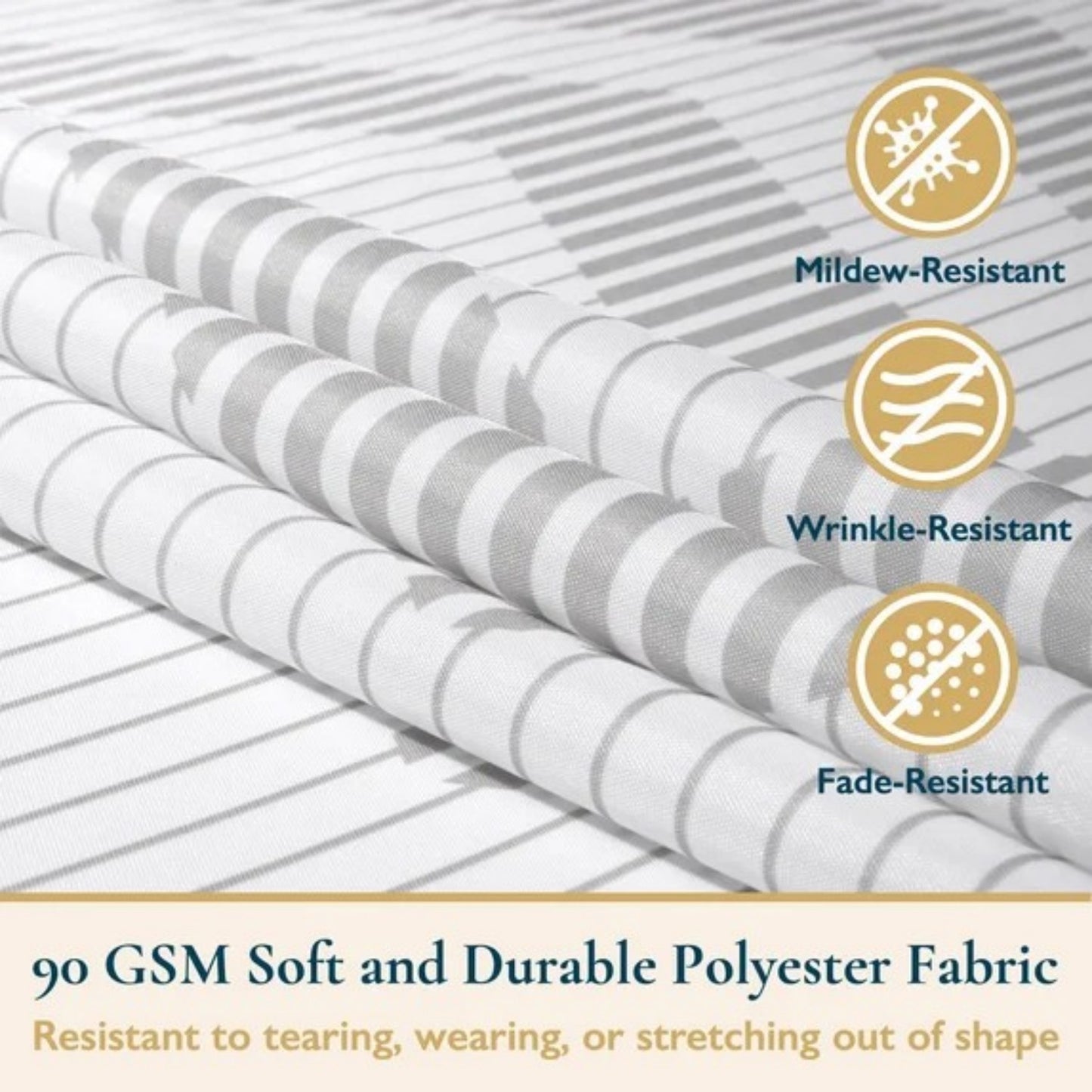 LunaLulinlk Weighted-Hem Fabric Bathroom Curtain, Water-Repellent