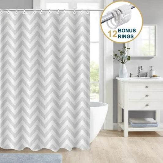 LunaLulinlk Weighted-Hem Fabric Bathroom Curtain, Water-Repellent