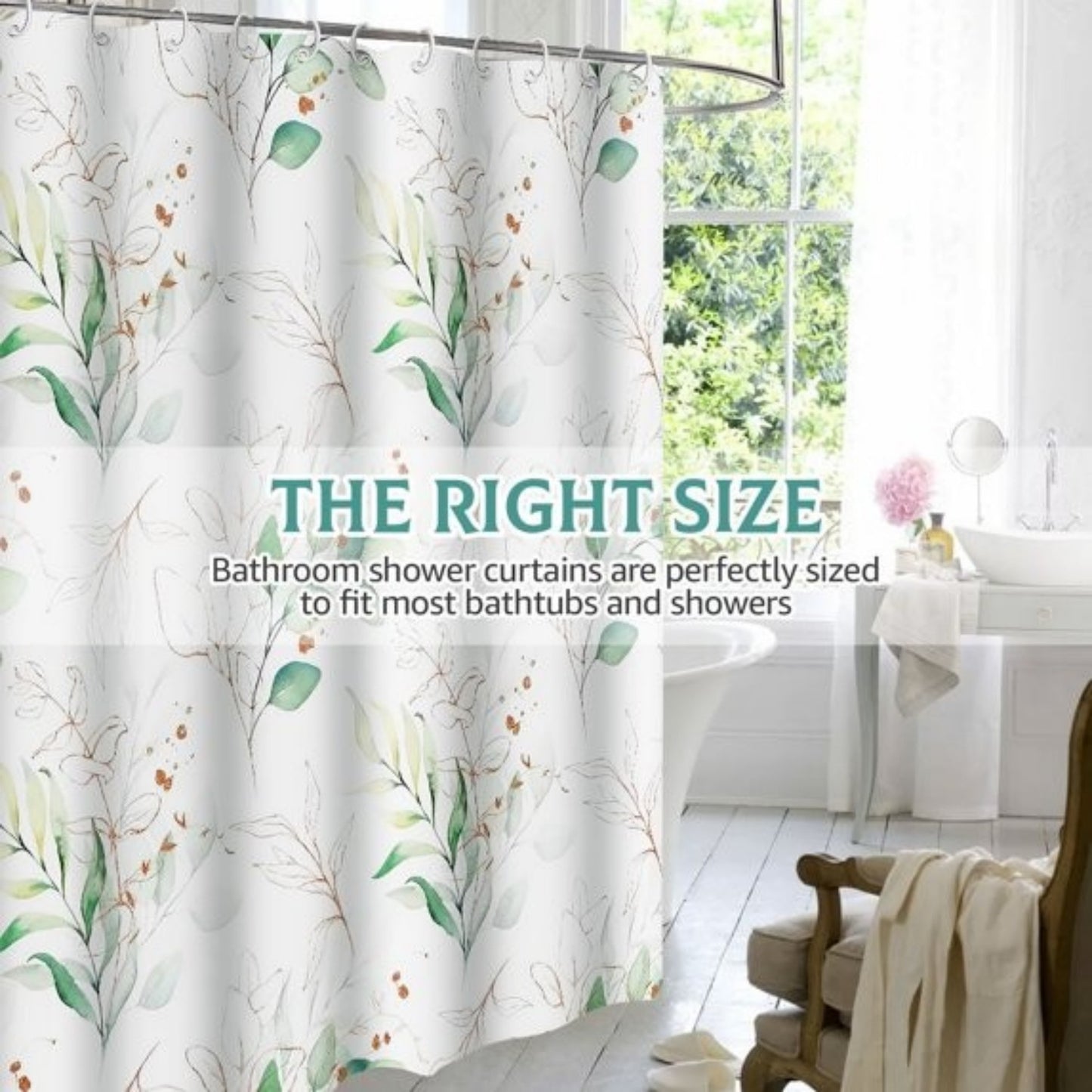 LunaLulinlk White Fabric Shower Curtain