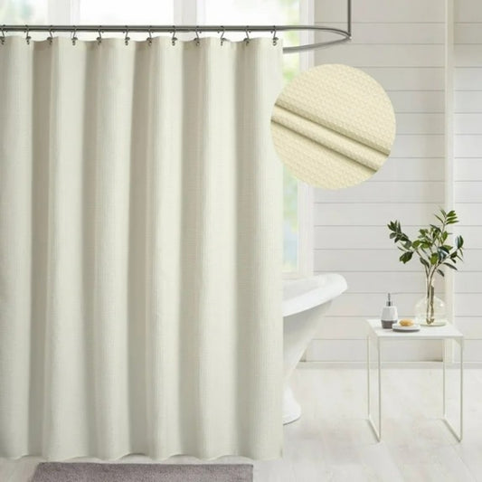 LunaLulinlk Waffle Weave Fabric Shower Curtain ,Beige