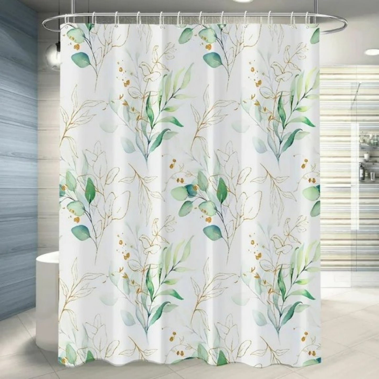 LunaLulinlk White Fabric Shower Curtain