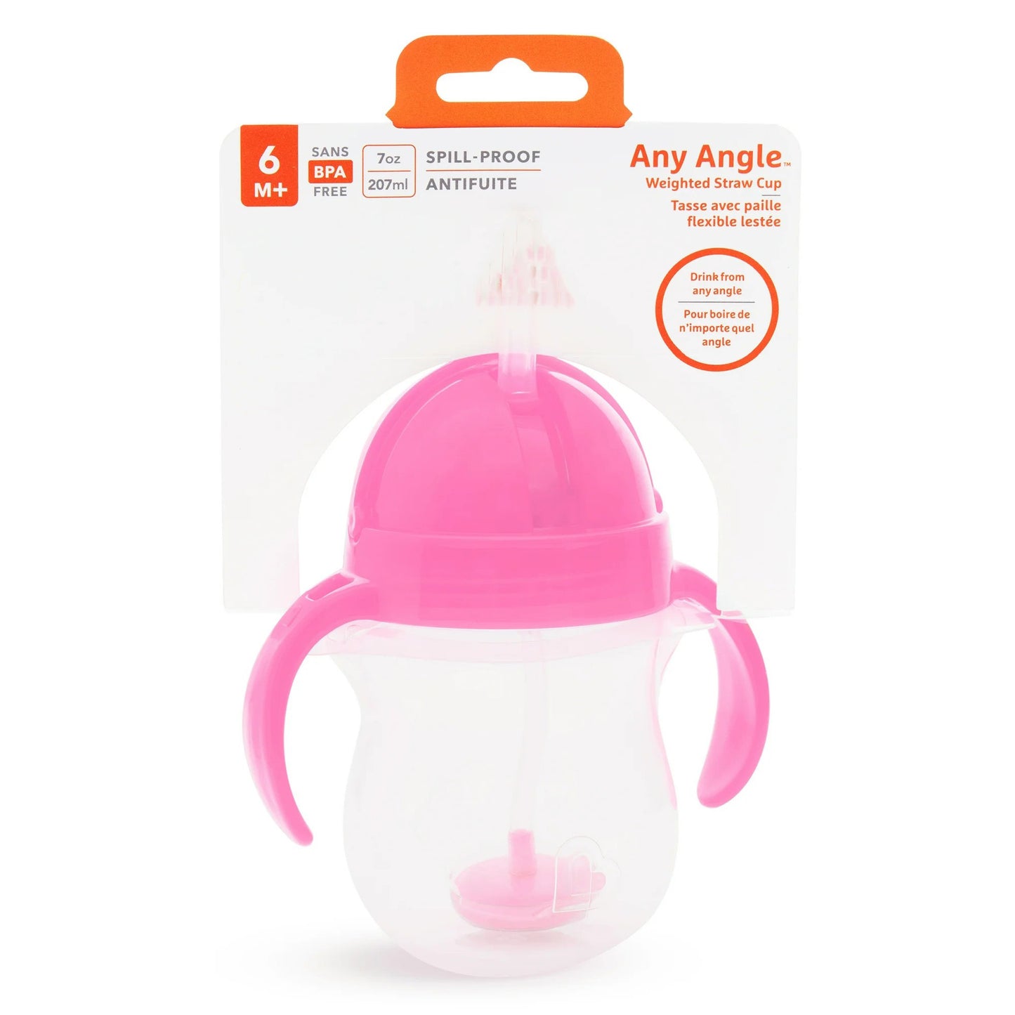 LunaLulinlk Weighted Trainer Sippy Cup with Lid, 7 oz, Pink, Unisex