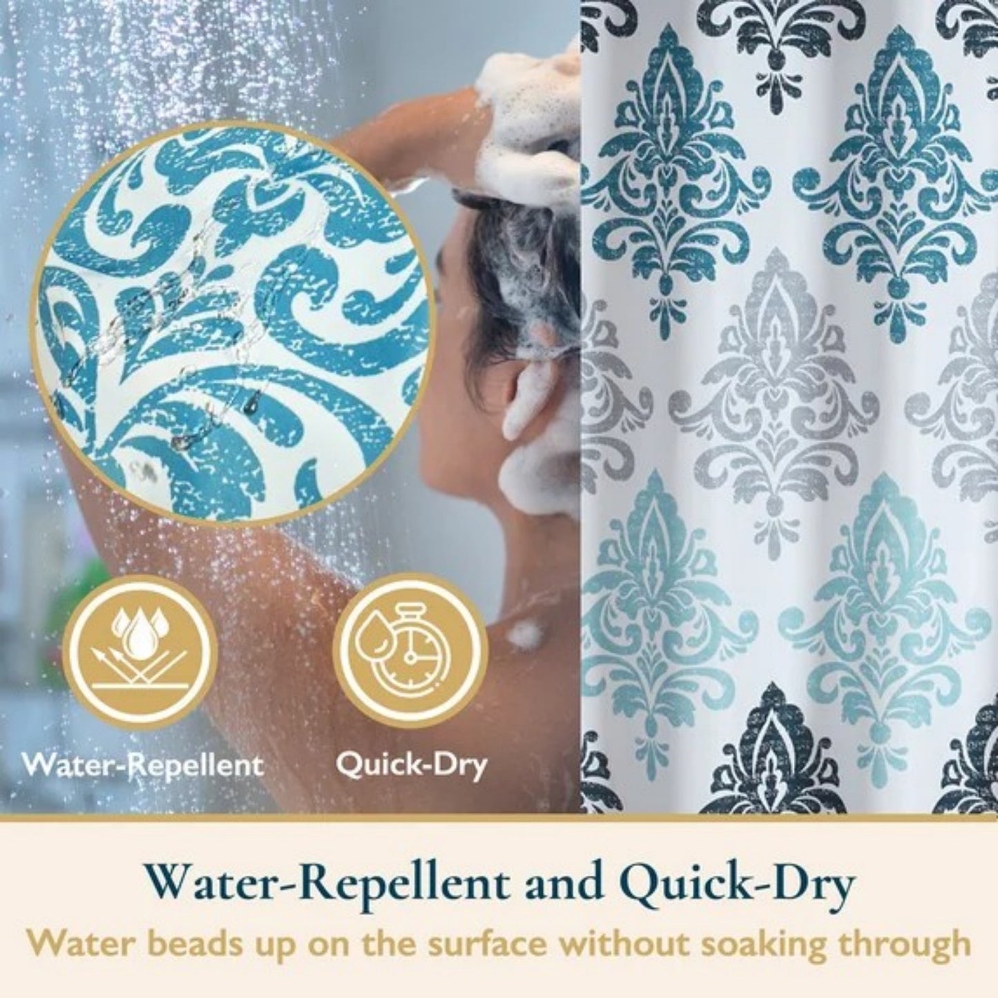 LunaLulinlk Weighted-Hem Fabric Bathroom Curtain
