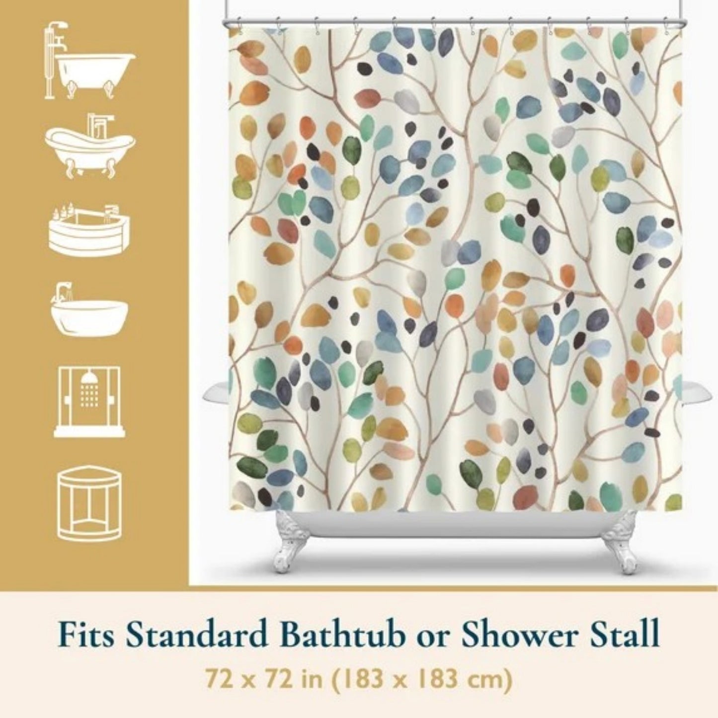 LunaLulinlk Shower Curtain with Hooks – Heavy-Duty Mold/Mildew-Resistant