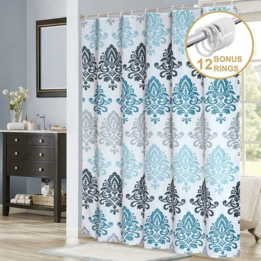 LunaLulinlk Weighted-Hem Fabric Bathroom Curtain