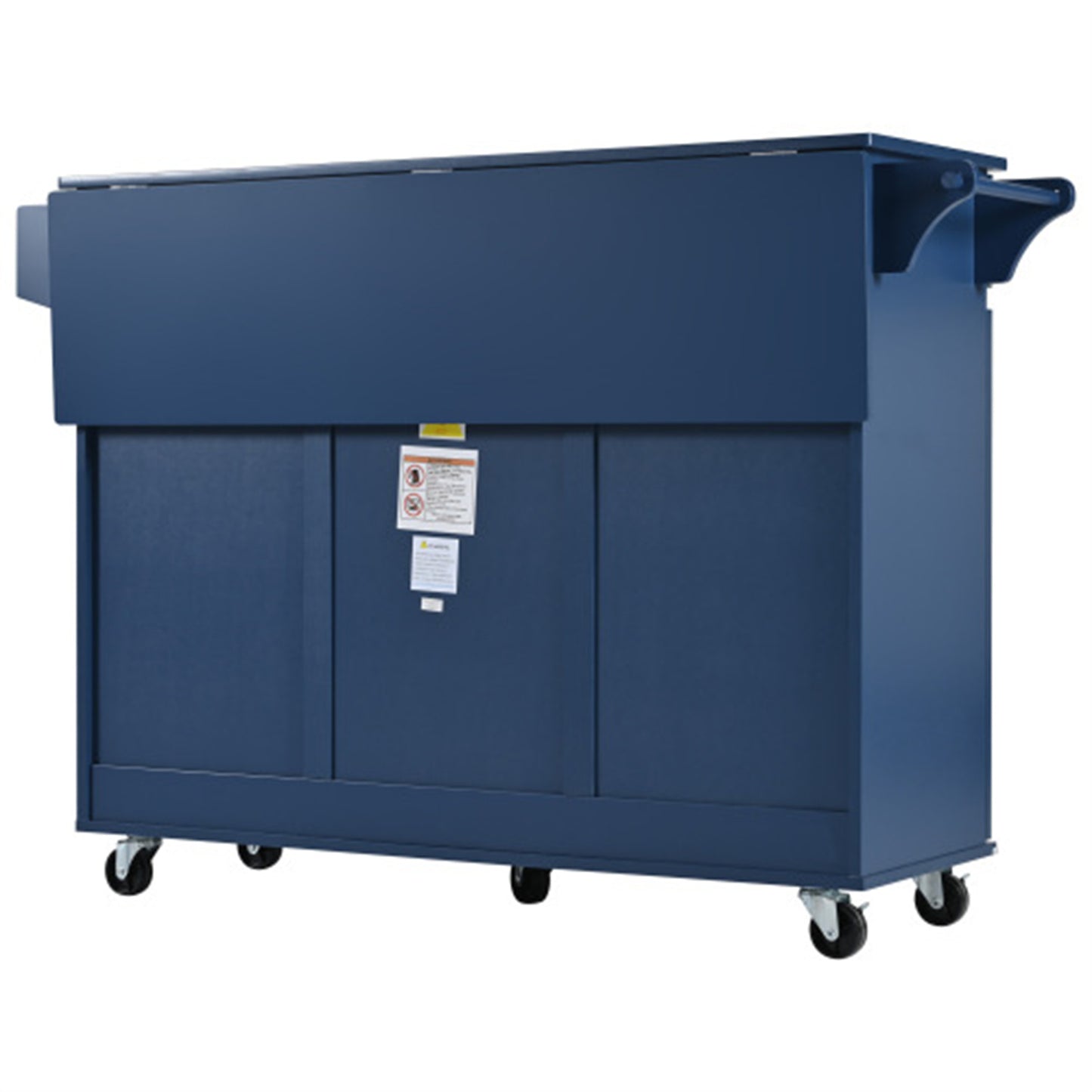 "LunaLulinlk 53.2'' Kitchen Island with Drop Leaf, Kitchen Storage Cart with Spice Rack, Towel Rack and 2 Drawers, Navy Blue  "