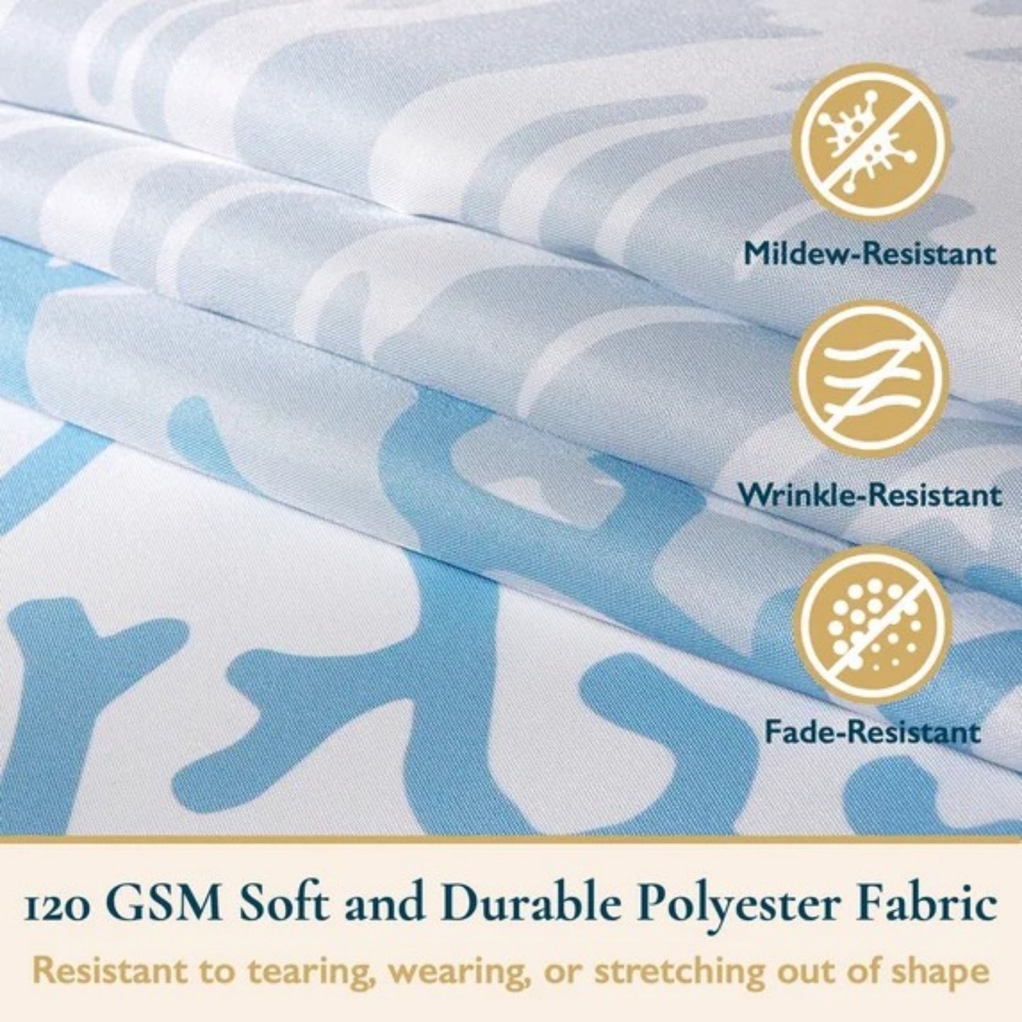 LunaLulinlk Weighted-Hem Fabric Bathroom Curtain,Blue