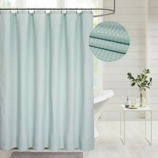LunaLulinlk Waffle Weave Fabric Shower Curtain ,Misty Blue,71"Wx72"L