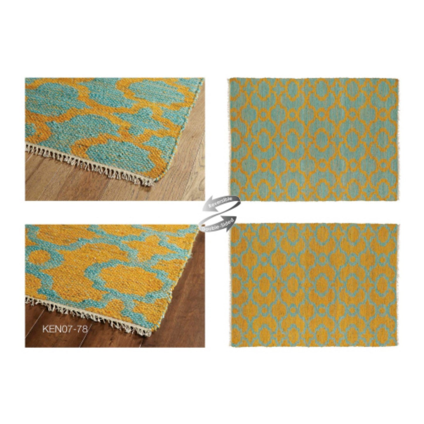 LunaLulinlk Turquoise Casual, Contemporary, Modern, Textured Loop Pile 5' x 7'9" Rectangle Area Rug