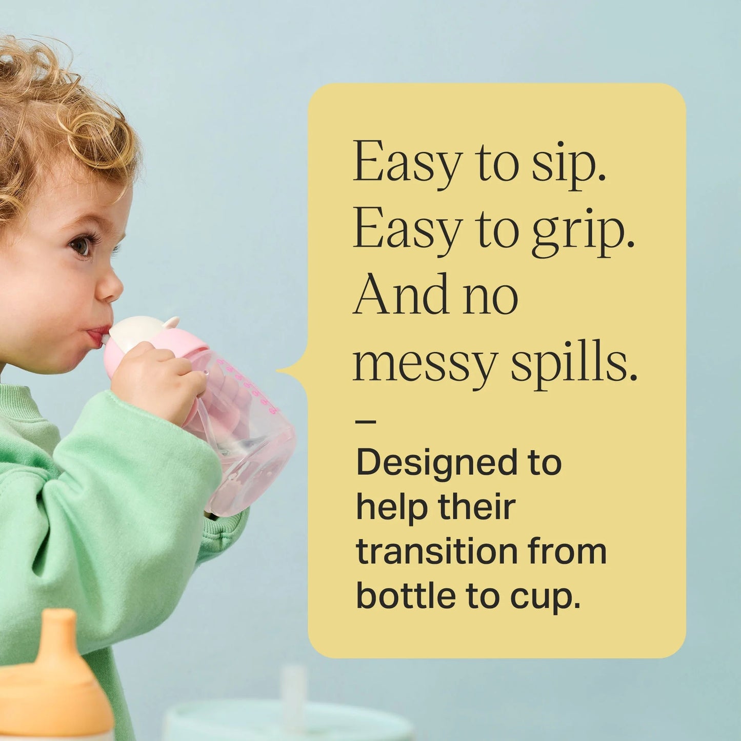 LunaLulinlk Weighted Straw Cup, 10oz, 6 Months+, Easy Transition Toddler Cup, Silicone Weighted Straw and Easy-hold Handles, Mint, 1 Count
