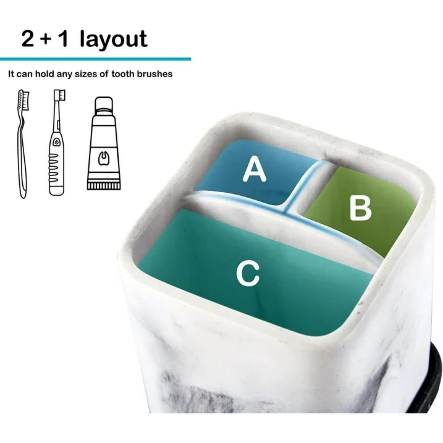 LunaLulinlk Toothbrush Holder Bathroom Countertop White Marble with Detachable Tray