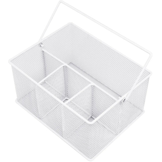 LunaLulinlk Utensil Caddy Silverware, Napkin Holder and Condiment Organizer, Multi-Purpose Steel Mesh Caddy