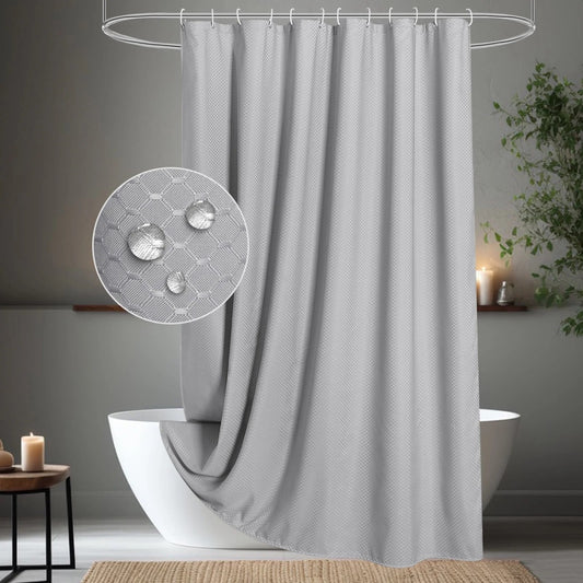 LunaLulinlk Waffle Shower Curtain, 72"x72" Gray Fabric Shower Curtains