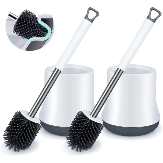 LunaLulinlk Toilet Brush Cleaner and Storage Set Bathroom Toilet Brush, White, 2-Pack