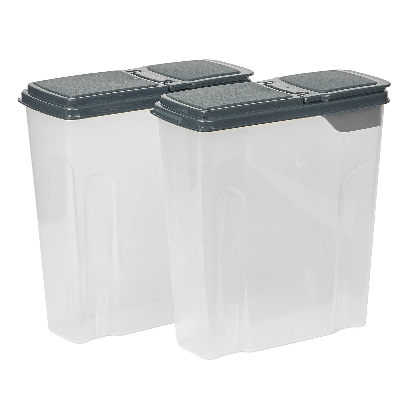 LunaLulinlk Two-Pack Cereal Boxes, Plastic, 24 Cups - Dark Gray