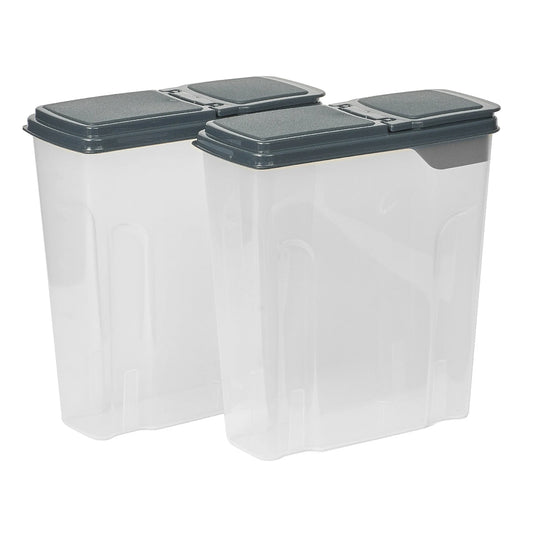 LunaLulinlk Two-Pack Cereal Boxes, Plastic, 24 Cups - Dark Gray