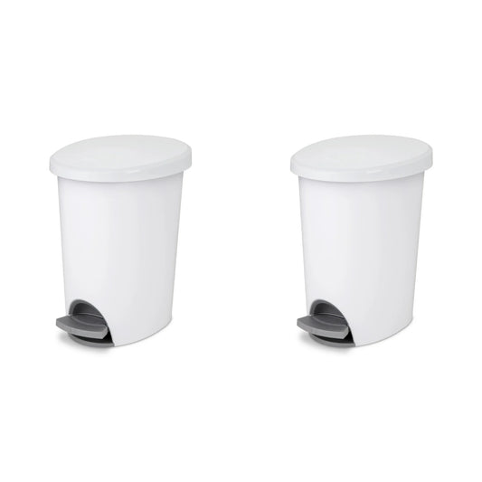 LunaLulinlk White 2.6 Gallon Trash Can 2 Pack, Extra Large Step-In Bathroom Trash Can
