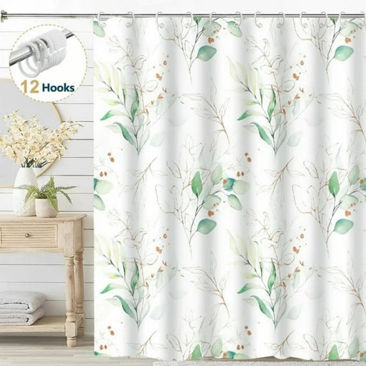 LunaLulinlk White Fabric Shower Curtain