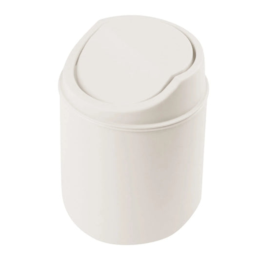 LunaLulinlk White 0.50 Gallon Mini Trash Can with Lid, Small Wastebasket Trash Can, Mini Countertop Trash Can, Rotating Trash Can