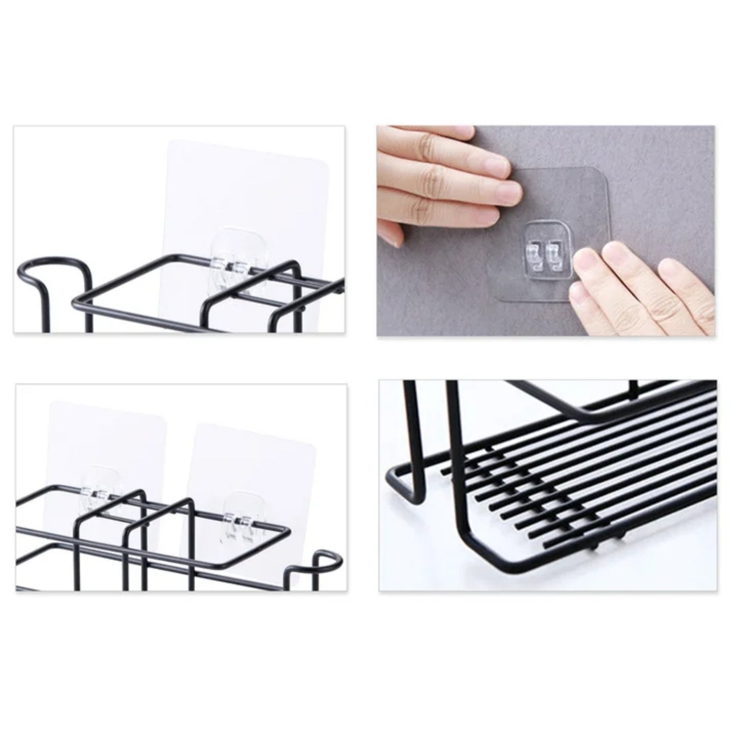 LunaLulinlk Toothbrush Holder Rack with Mouthwash Cup Holder Slots, Toothbrush Toothpaste Holder Wall-Mounted Drill Free Storage Rack Black