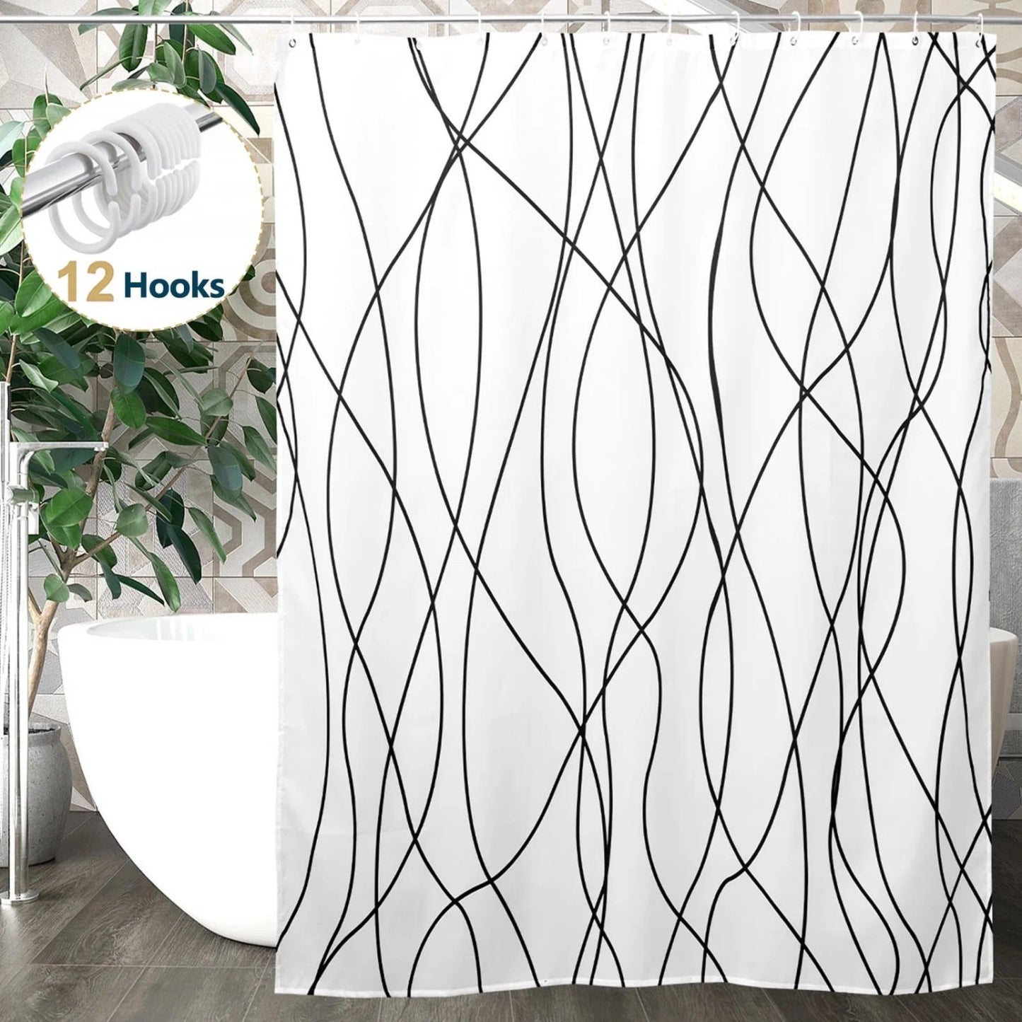 LunaLulinlk Striped Fabric Shower Curtain