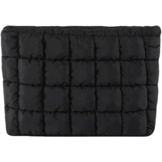 LunaLulinlk Soft Checkered Quilted Puffy Makeup Bag for Women, Aesthetic Puffer Cosmetic Bag Pouch for Purse (Hot Pink)