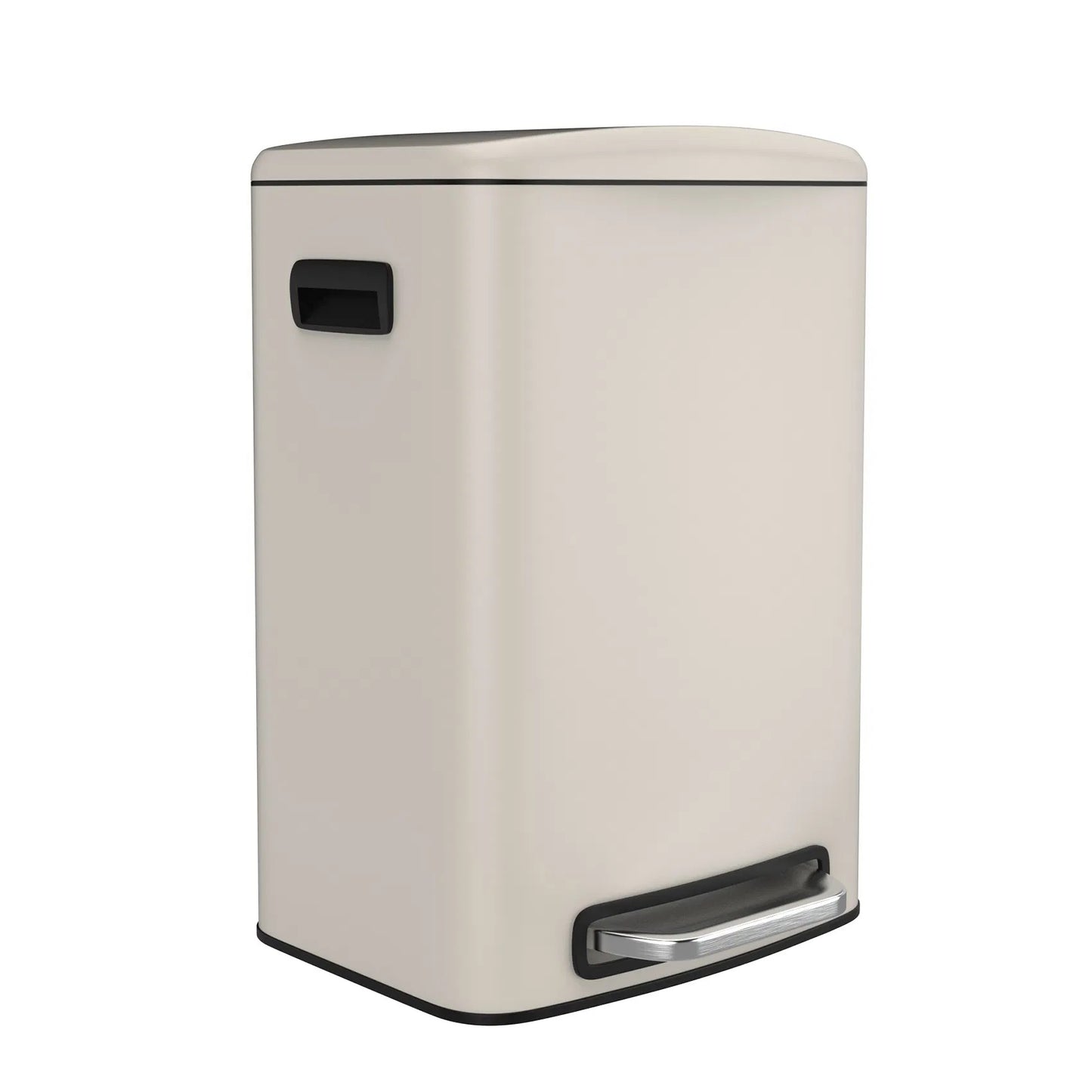 LunaLulink 13 Gallon Stainless Steel Kitchen Pedal Soft-Close Trash Can with 30 Trash Bags - White