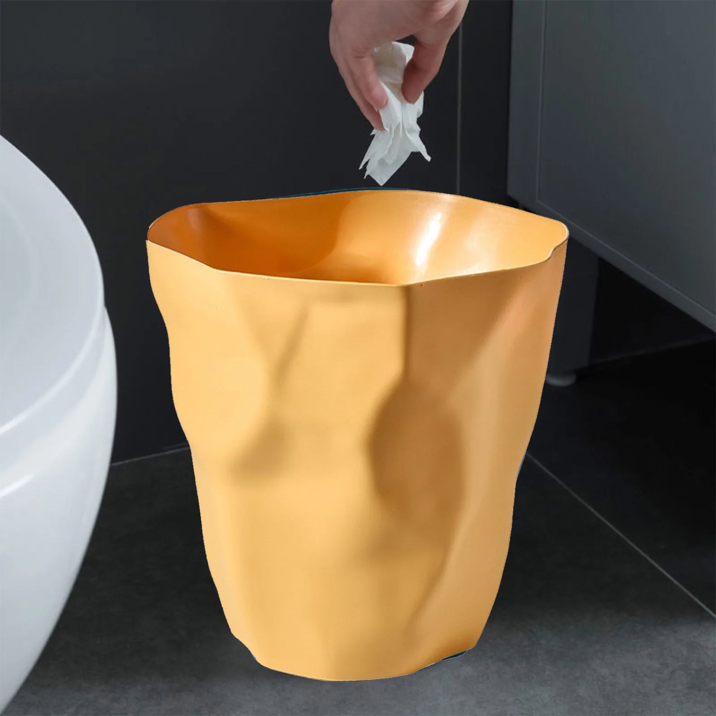 LunaLulinlk Yellow 2.64 Gallon Bathroom Trash Can, Small Trash Can for Kitchen, Bathroom, Office, Bedroom, Living Room Trash Can