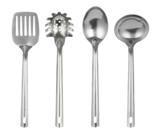LunaLulinlk Stainless Steel 4-Piece Kitchen Utensil Set, Spatula, Slotted Spoon, Ladle and Pasta Spoon