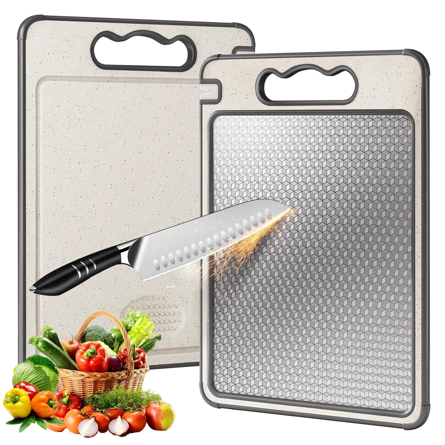LunaLulinlk Titanium cutting board, wheat straw and stainless steel, double sided