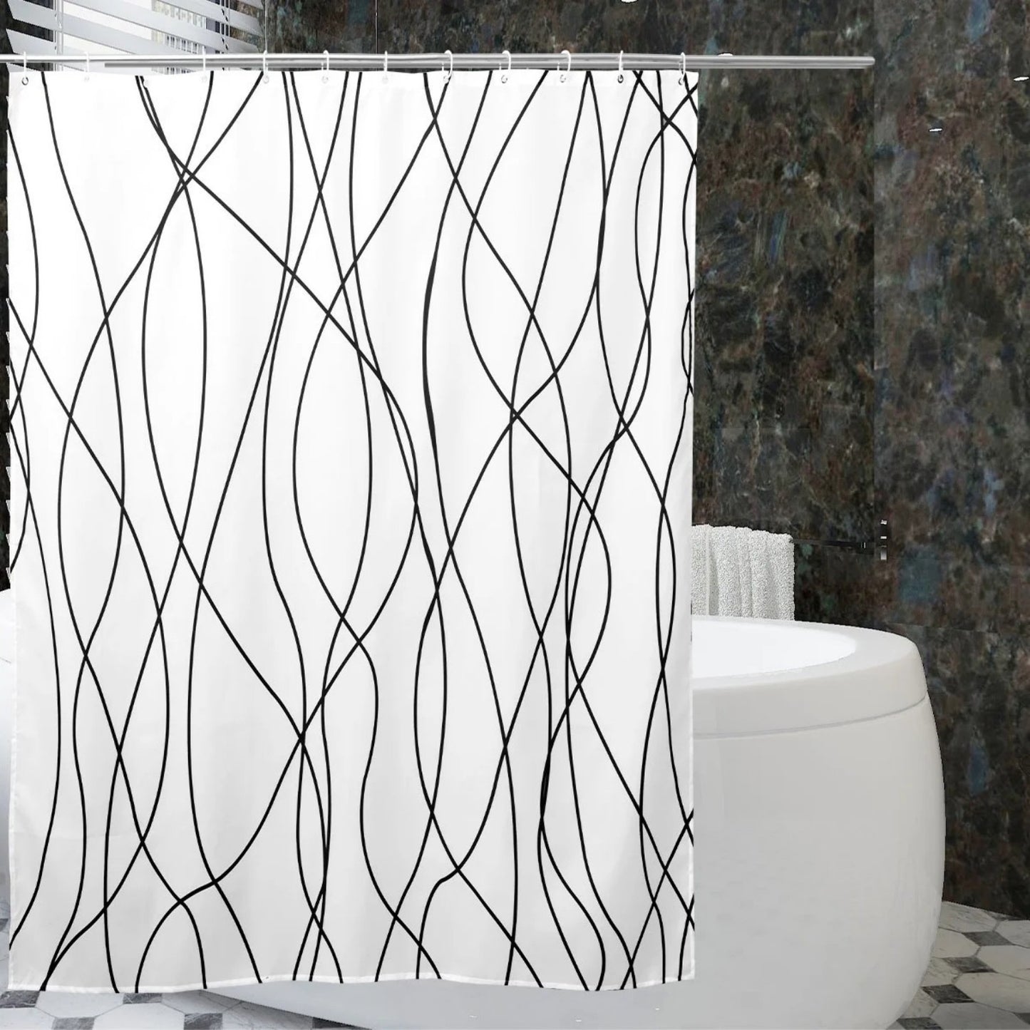 LunaLulinlk Striped Fabric Shower Curtain