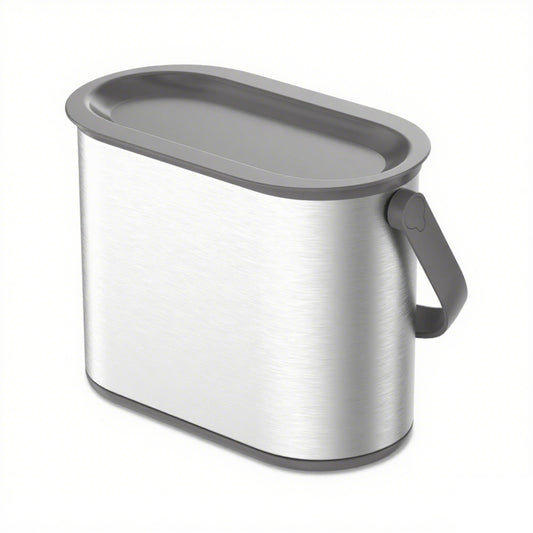LunaLulinlk Silver Stainless Steel 1 Gallon Multi-Purpose Countertop Trash Can with Gray Lid