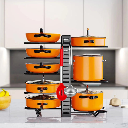 LunaLulinlk Upgraded 8-Tier Pot and Dish Organizer for Kitchen Cabinets
