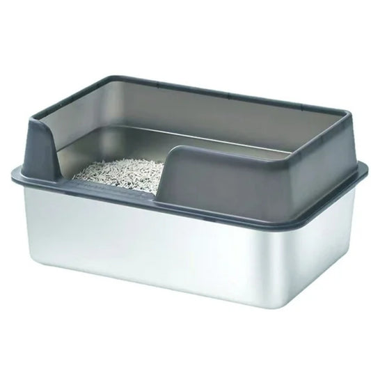 LunaLulinlk Stainless steel cat litter box. Easy to clean, does not absorb odors, comes with a shovel