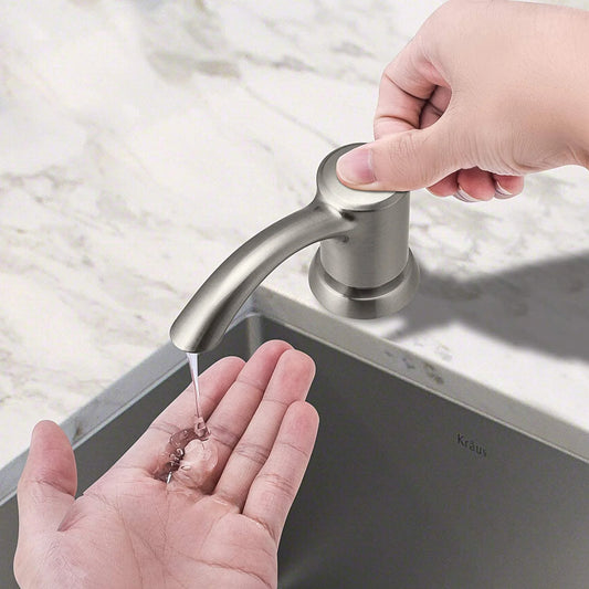 LunaLulinlk Soap Dispenser for Kitchen Sink Countertop Soap Dispenser 17 oz Bottle with Built-in Top Refill (Brushed Nickel)