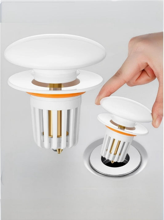 1 ceramic universal size pop-up sink strainer, brass strainer, leak-proof, clog-proof, insect-proof, with hair collector.