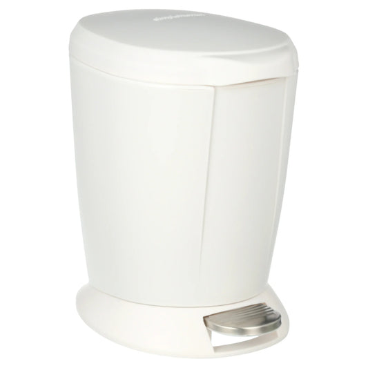 LunaLulinlk White 6L/1.6Gallon Plastic Compact Round Bathroom Step Trash Can